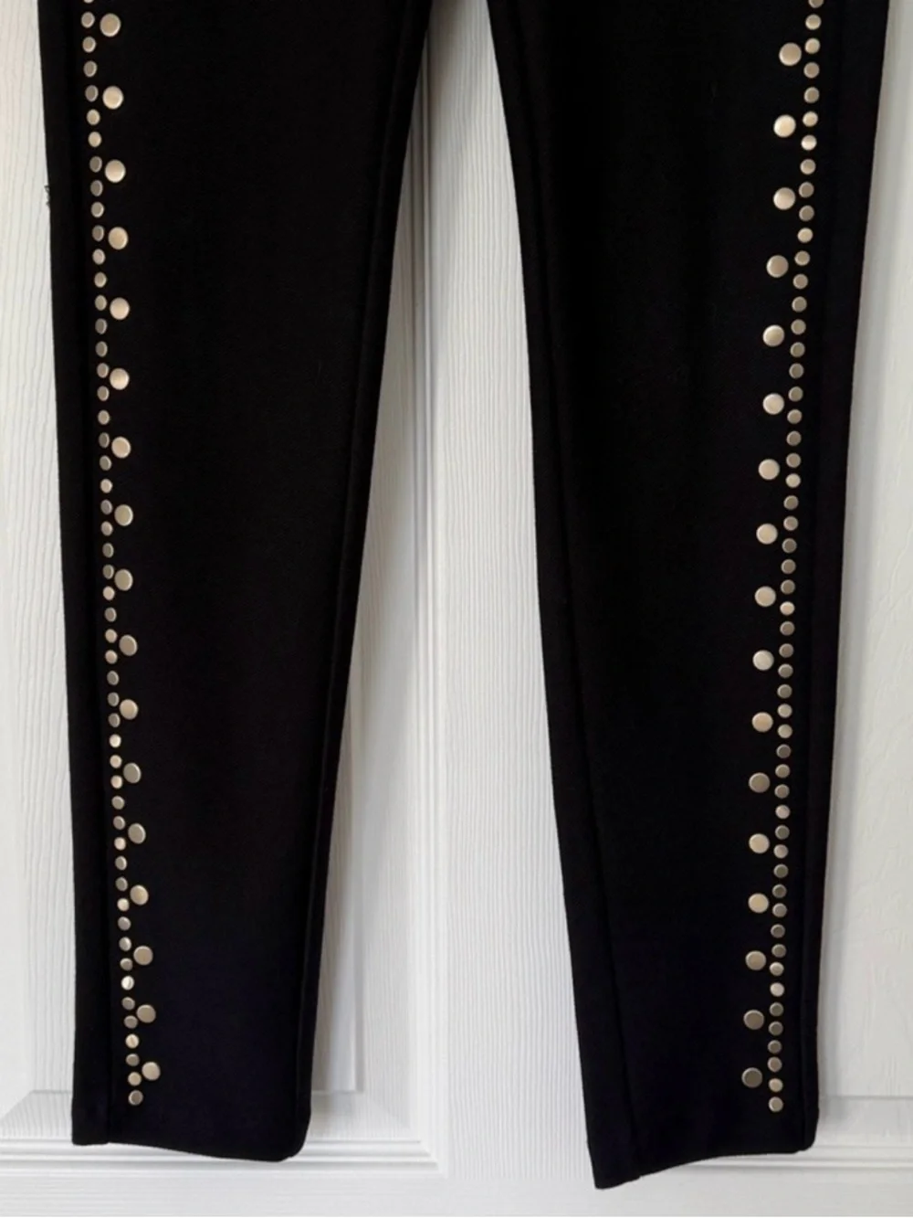 MICHAEL KORS Black Gold Studded Leggings XS Pull On Skinny Stretch Pants